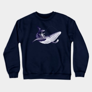 space  blue whale hunter Crewneck Sweatshirt